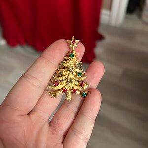 5/$25 Gold Christmas Tree Brooch with Colorful Accents 🎄